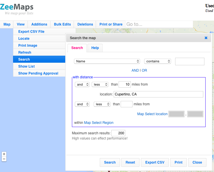 Search for markers matching a criteria on your map