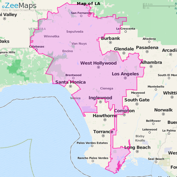 City Of Los Angeles Map Boundaries Map of LA: City of Los Angeles   ZeeMaps Gallery